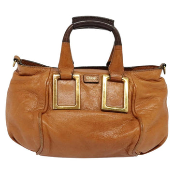Chloe Etel Hand Bag Leather 2way Brown Gold Auth BA4185 - 0