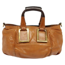 Chloe Etel Hand Bag Leather 2way Brown Gold Auth BA4185-3
