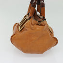 Chloe Etel Hand Bag Leather 2way Brown Gold Auth BA4185-5