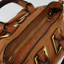 Chloe Etel Hand Bag Leather 2way Brown Gold Auth BA4185-6