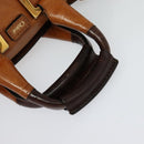 Chloe Etel Hand Bag Leather 2way Brown Gold Auth BA4185-7