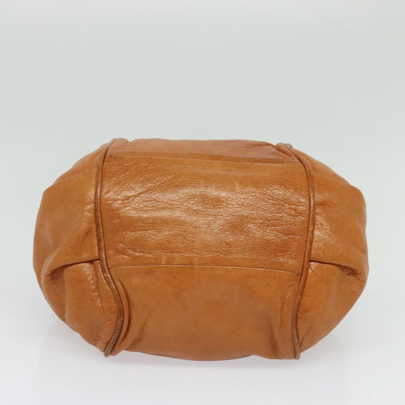 Chloe Etel Hand Bag Leather 2way Brown Gold Auth BA4185