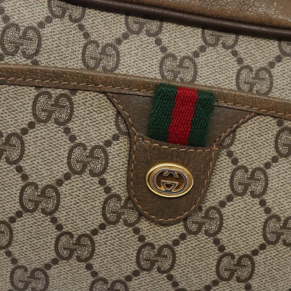 GUCCI GG Supreme Web Sherry Line Bag PVC Beige Gold 116 02 089 Auth BA4187