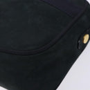 Salvatore Ferragamo Vala Shoulder Bag Suede Navy Gold Auth BA4188-14