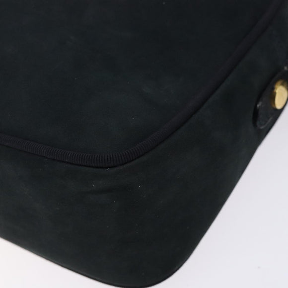 Salvatore Ferragamo Vala Shoulder Bag Suede Navy Gold Auth BA4188