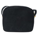 Salvatore Ferragamo Vala Shoulder Bag Suede Navy Gold Auth BA4188-2