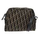 Christian Dior Trotter Canvas Shoulder Bag Black Gold Auth BA4192-1