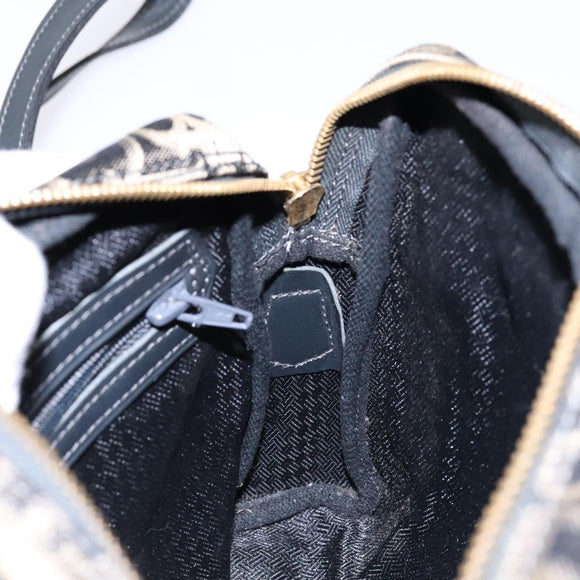Christian Dior Trotter Canvas Shoulder Bag Black Gold Auth BA4192