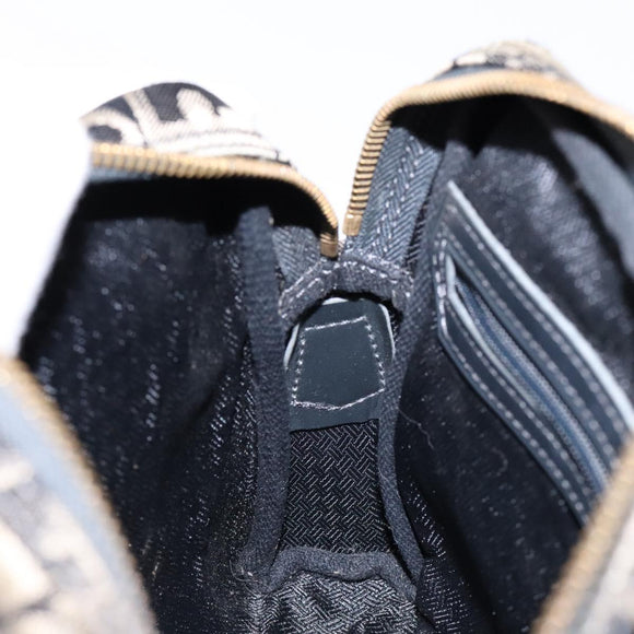 Christian Dior Trotter Canvas Shoulder Bag Black Gold Auth BA4192