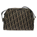 Christian Dior Trotter Canvas Shoulder Bag Black Gold Auth BA4192-13