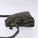 Christian Dior Trotter Canvas Shoulder Bag Black Gold Auth BA4192-4