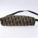 Christian Dior Trotter Canvas Shoulder Bag Black Gold Auth BA4192-5