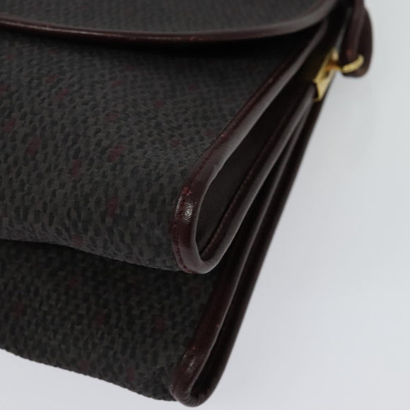 SAINT LAURENT Shoulder Bag Coated Canvas Bordeaux Gold Auth BA4193