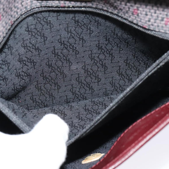 SAINT LAURENT Shoulder Bag Coated Canvas Bordeaux Gold Auth BA4193