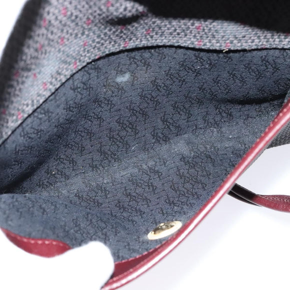 SAINT LAURENT Shoulder Bag Coated Canvas Bordeaux Gold Auth BA4193