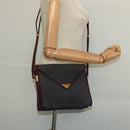 SAINT LAURENT Shoulder Bag Coated Canvas Bordeaux Gold Auth BA4193-23