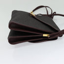 SAINT LAURENT Shoulder Bag Coated Canvas Bordeaux Gold Auth BA4193-5