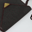 SAINT LAURENT Shoulder Bag Coated Canvas Bordeaux Gold Auth BA4193-6