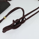 SAINT LAURENT Shoulder Bag Coated Canvas Bordeaux Gold Auth BA4193-7
