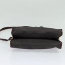 SAINT LAURENT Shoulder Bag Coated Canvas Bordeaux Gold Auth BA4193-9