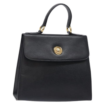 Chloe Hand Bag Leather Black Gold Auth BA4194