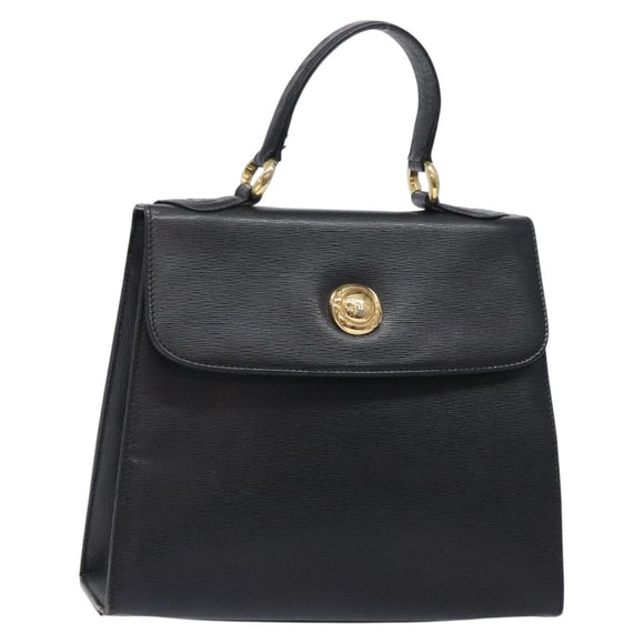 Chloe Hand Bag Leather Black Gold Auth BA4194