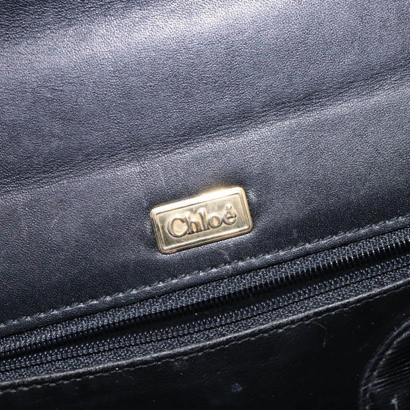 Chloe Hand Bag Leather Black Gold Auth BA4194