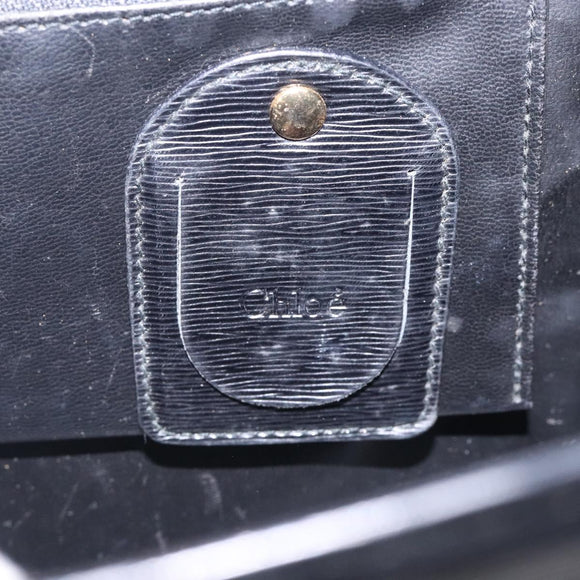 Chloe Hand Bag Leather Black Gold Auth BA4194