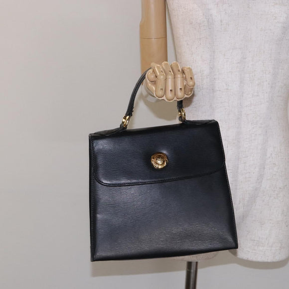 Chloe Hand Bag Leather Black Gold Auth BA4194