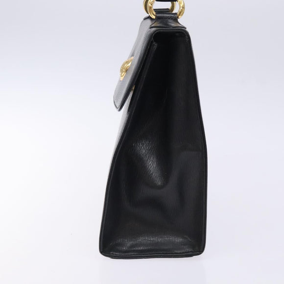 Chloe Hand Bag Leather Black Gold Auth BA4194