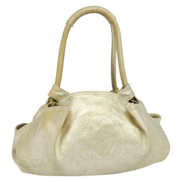 LOEWE Anag Lamb Nappa Aire Tote Bag Leather Gold Auth BA4201