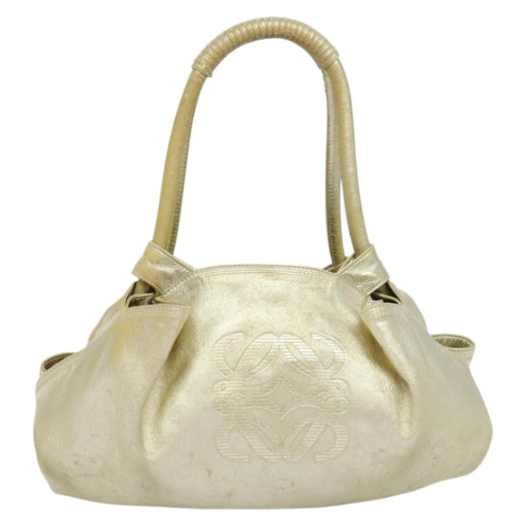 LOEWE Anag Lamb Nappa Aire Tote Bag Leather Gold Auth BA4201