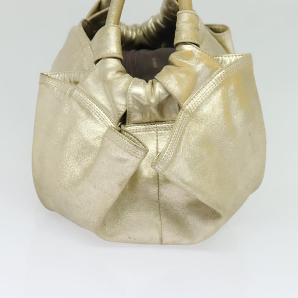 LOEWE Anag Lamb Nappa Aire Tote Bag Leather Gold Auth BA4201