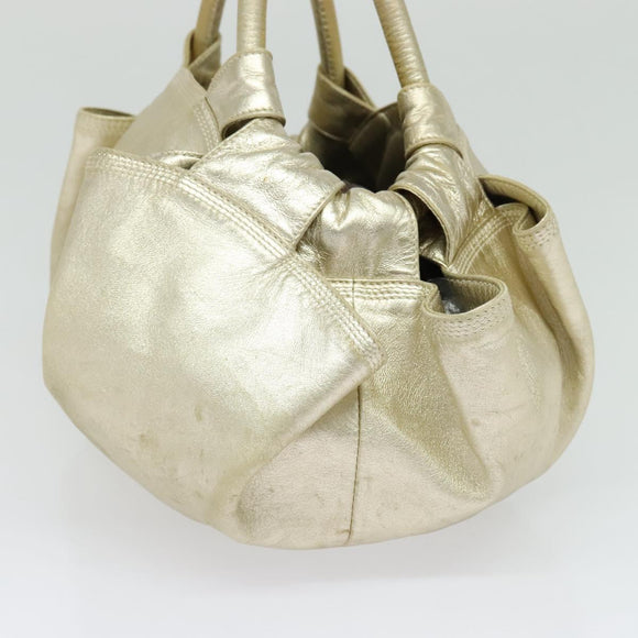 LOEWE Anag Lamb Nappa Aire Tote Bag Leather Gold Auth BA4201