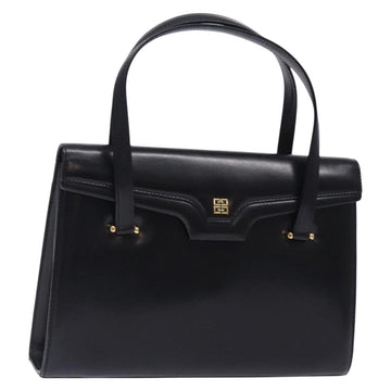 GIVENCHY Hand Bag Leather Black Gold Auth BA4202