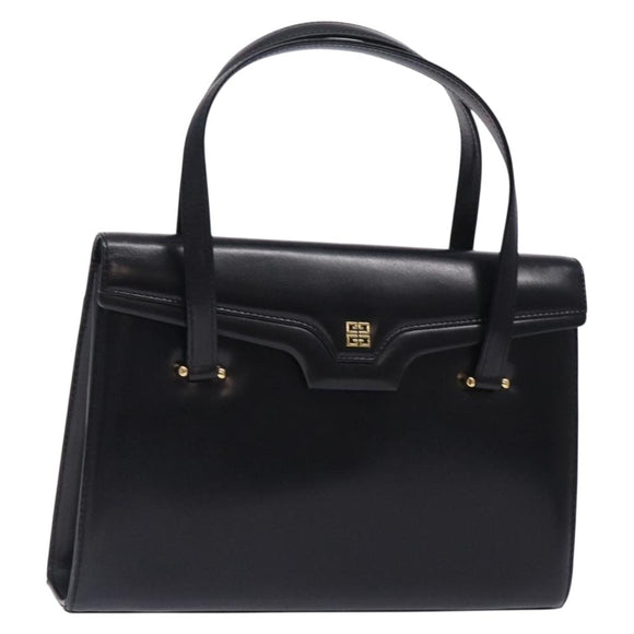 GIVENCHY Hand Bag Leather Black Gold Auth BA4202