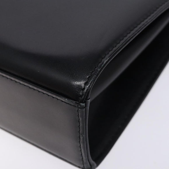 GIVENCHY Hand Bag Leather Black Gold Auth BA4202