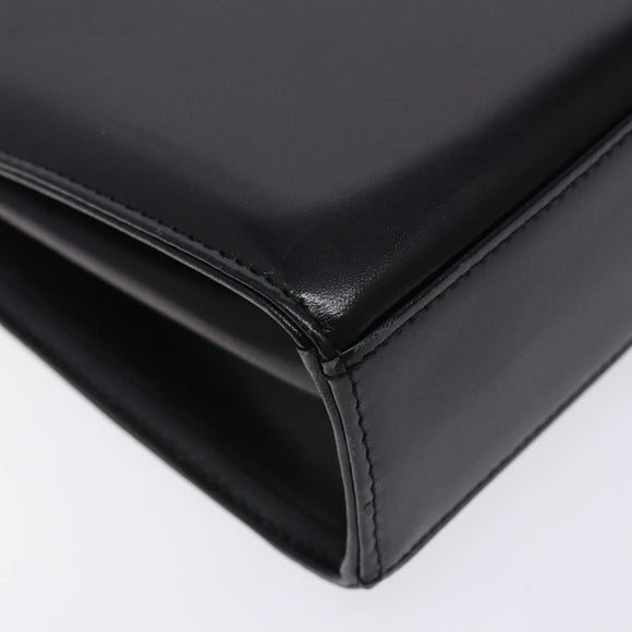 GIVENCHY Hand Bag Leather Black Gold Auth BA4202