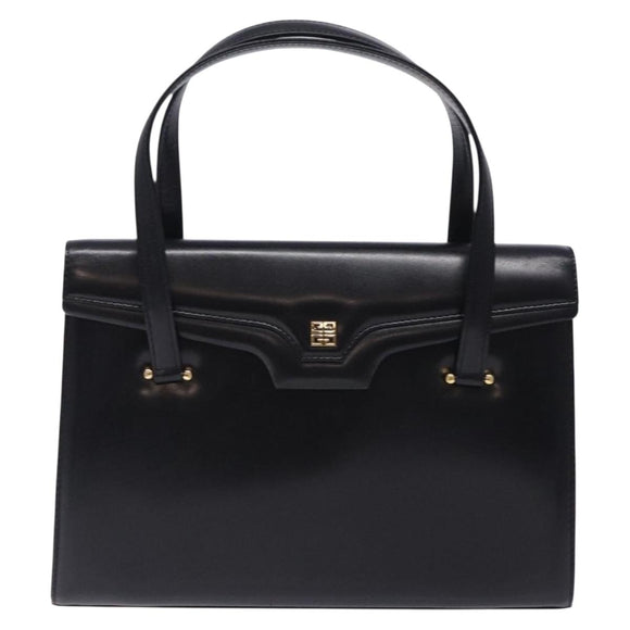 GIVENCHY Hand Bag Leather Black Gold Auth BA4202