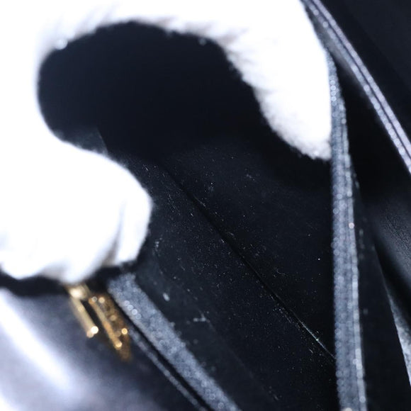 GIVENCHY Hand Bag Leather Black Gold Auth BA4202