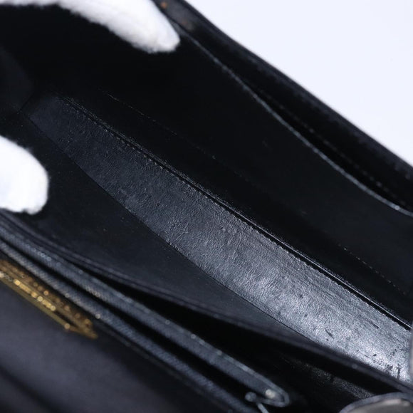 GIVENCHY Hand Bag Leather Black Gold Auth BA4202