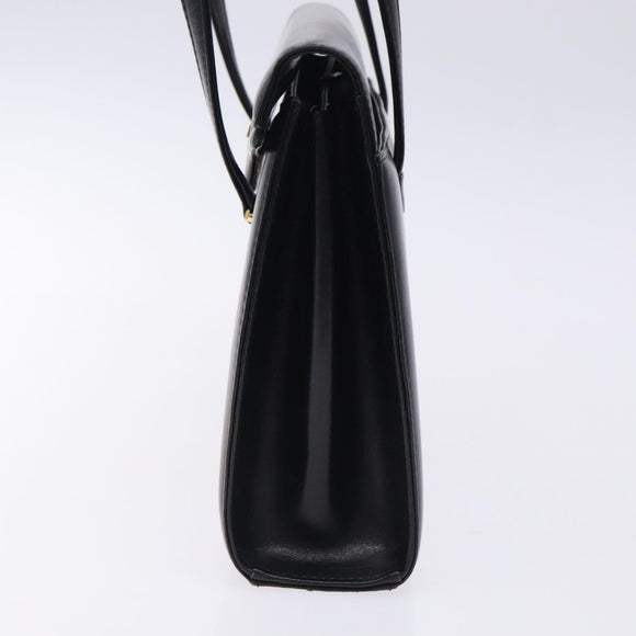 GIVENCHY Hand Bag Leather Black Gold Auth BA4202