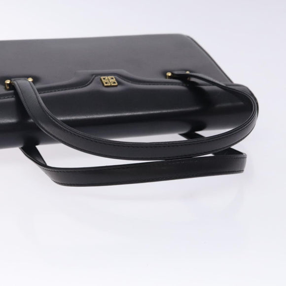 GIVENCHY Hand Bag Leather Black Gold Auth BA4202