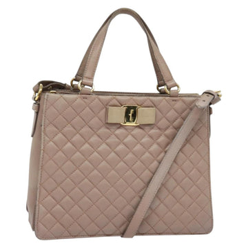 Salvatore Ferragamo Vala Shoulder Bag Leather Pink Gold Auth BA4203