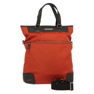 BURBERRY Black Label Tote Bag Leather Red Silver Auth BA4208