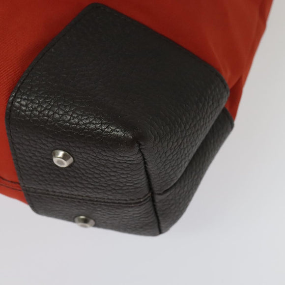 BURBERRY Black Label Tote Bag Leather Red Silver Auth BA4208