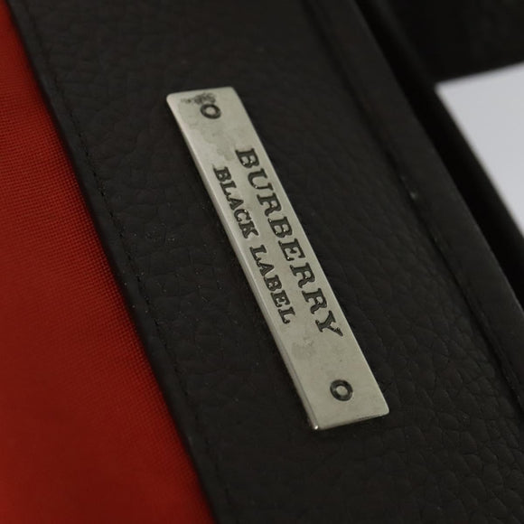 BURBERRY Black Label Tote Bag Leather Red Silver Auth BA4208