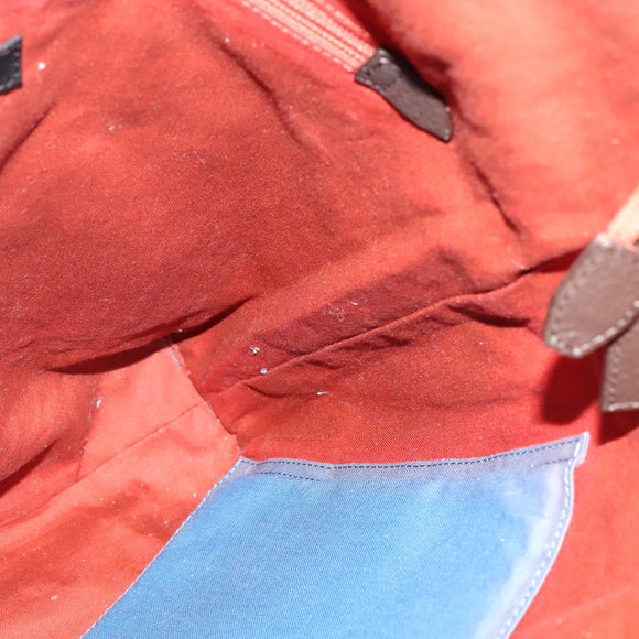 BURBERRY Black Label Tote Bag Leather Red Silver Auth BA4208