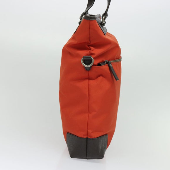 BURBERRY Black Label Tote Bag Leather Red Silver Auth BA4208