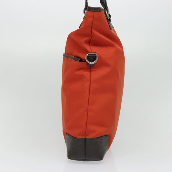 BURBERRY Black Label Tote Bag Leather Red Silver Auth BA4208